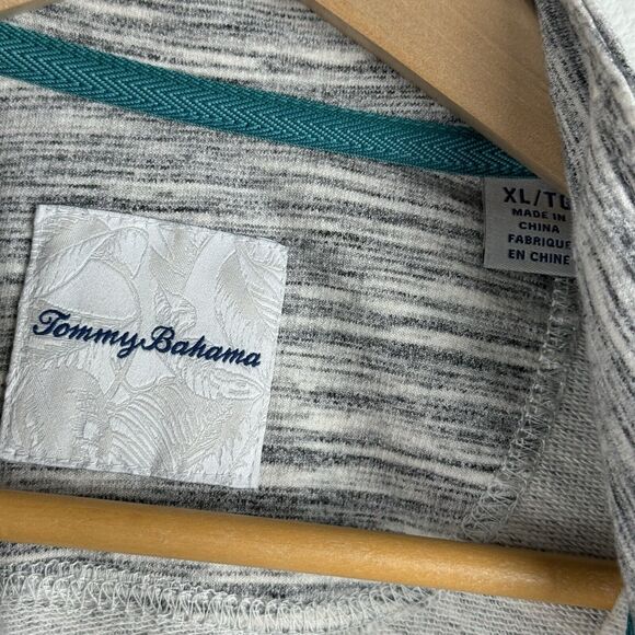 Tommy Bahama 1/4 Zip Pullover Sweater Mens XL Heather Gray Cotton Long Sleeve - Picture 3 of 7